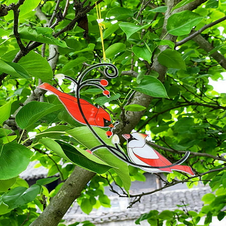 Acrylic Art Lovely Couple Birds Hanging Ornaments Wall Garden Fence Home Decor#a 